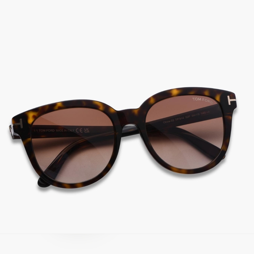 ποΈ TOM FORD Olivia-02 TF914 52F Dark Havana Sunglasses - Picture 9 of 10